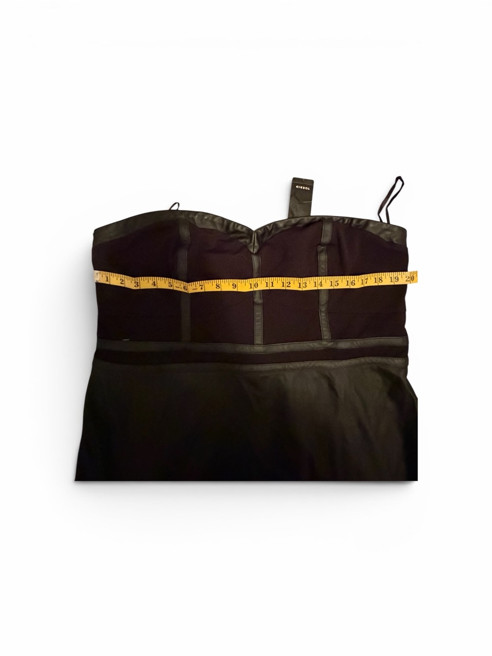 Strapless black leather Plus-Size Dress - Picture 3 of 4